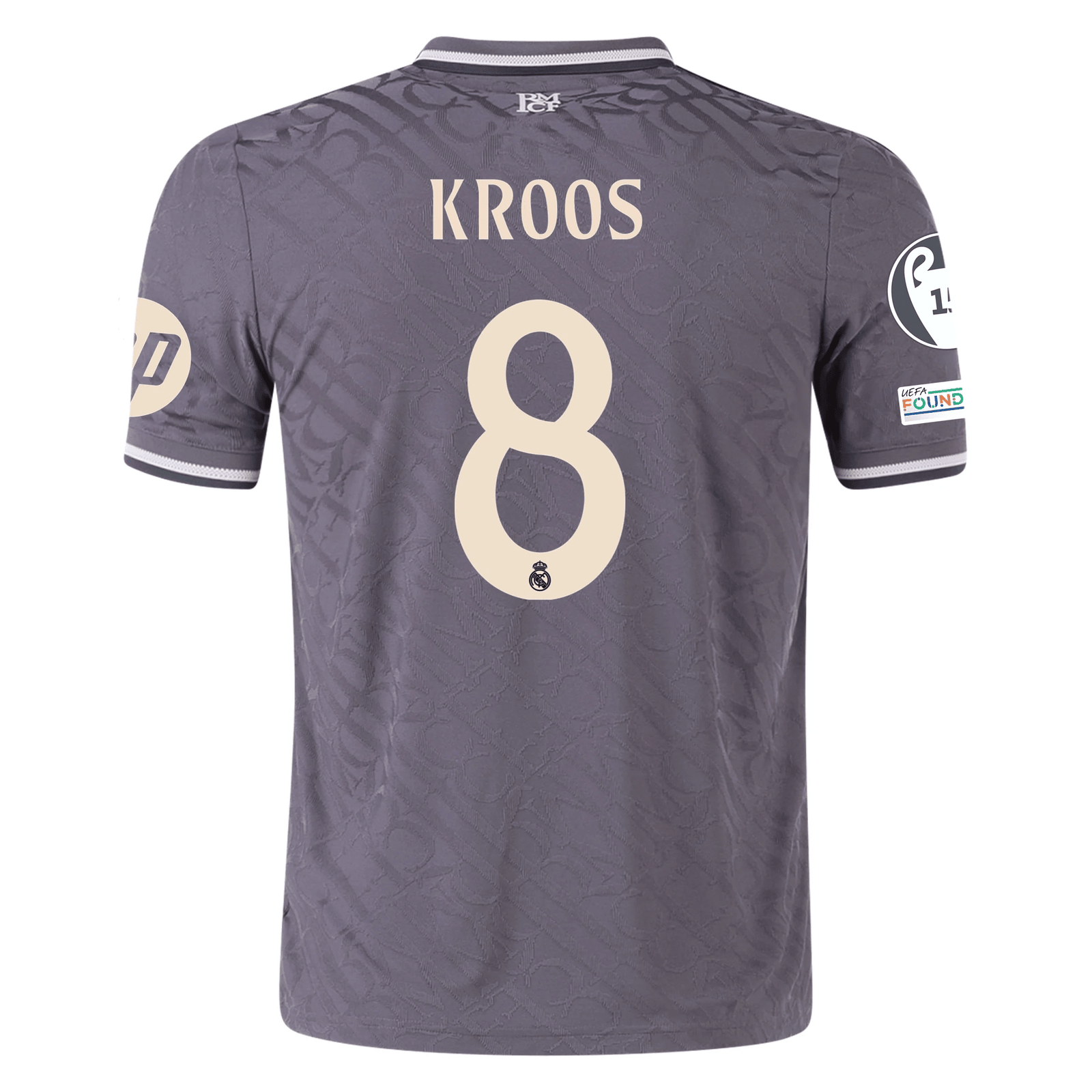 adidas Real Madrid Authentic Toni Kroos Third Jersey w/ Champions League Patches 24/25 (Charcoal) | SoccerWearhouse