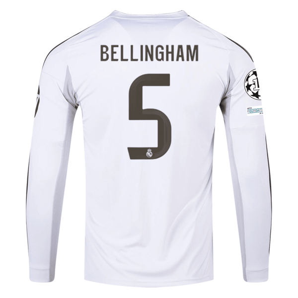 adidas Real Madrid Bellingham Long Sleeve Home Jersey w/ Intercontinen