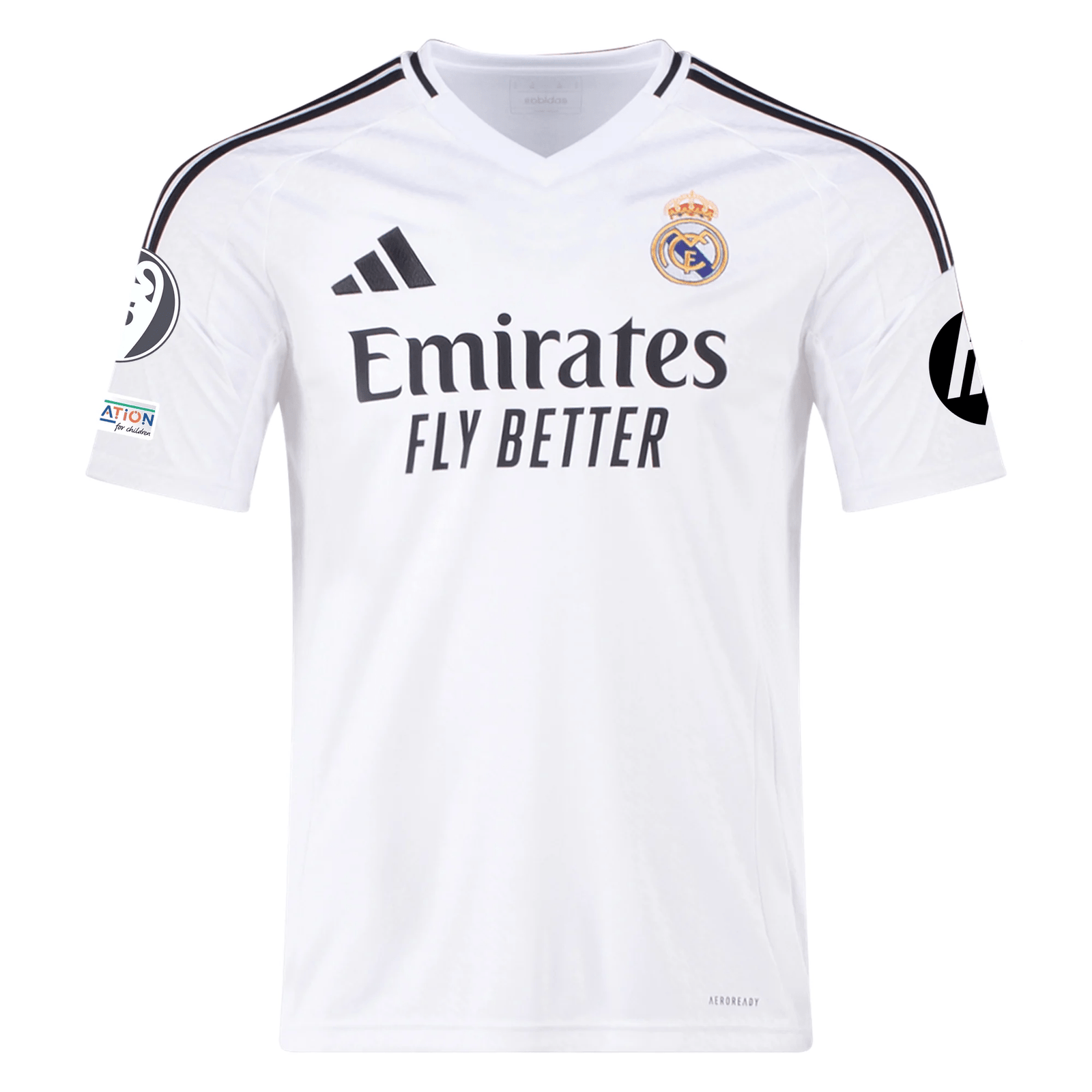 adidas Real Madrid Brahim Diaz Home Jersey 24/25 w/ Champions League Patches (White/Black) | SoccerWearhouse