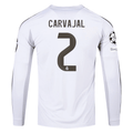adidas Real Madrid Carvajal Long Sleeve Home Jersey w/ Champions League Patches 25/26 (White)
