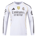 adidas Real Madrid Long Sleeve Home Jersey w/ Intercontinental + Champions League Patches 25/26 (White)