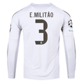 adidas Real Madrid E. Militao  Long Sleeve Home Jersey w/ Champions League Patches 25/26 (White)