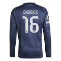 adidas Real Madrid Endrick Long Sleeve Away Jersey w/ Champions League Patches 25/26 (Legend Ink)