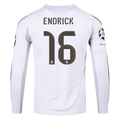 adidas Real Madrid Endrick Long Sleeve Home Jersey w/ Champions League Patches 25/26 (White)