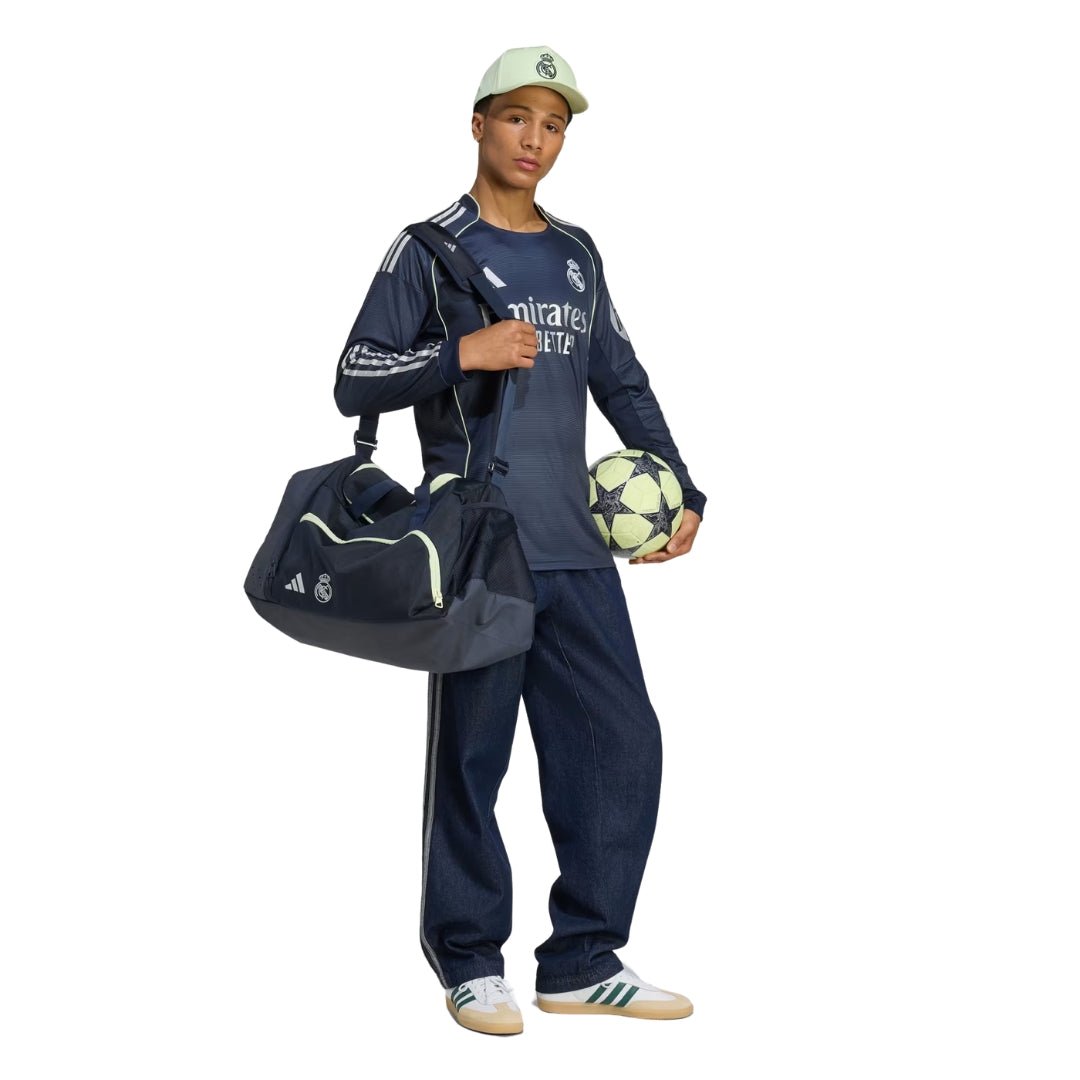 adidas Real Madrid Huijsen Long Sleeve Away Jersey w/ Champions League Patches 25/26 (Legend Ink) | SoccerWearhouse