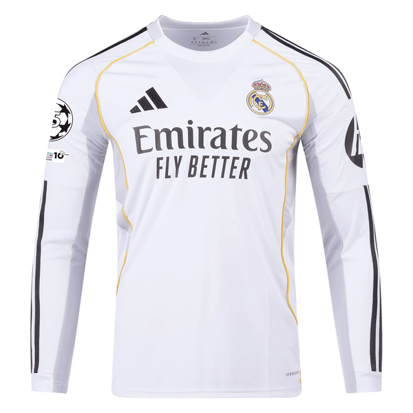 Real Madrid 長袖ユニフォーム パッチ付き adidas Real Madrid Carvajal Long Sleeve Home Jersey w/ Champions Leagu