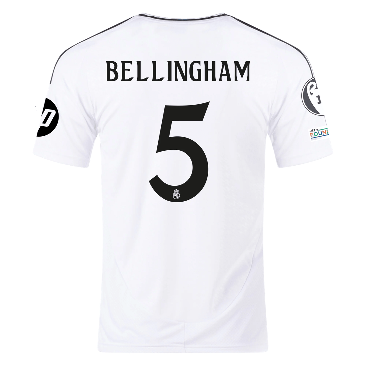 adidas Real Madrid Jude Bellingham Home Jersey 24/25 w/ Champions League Patches (White/Black) | SoccerWearhouse