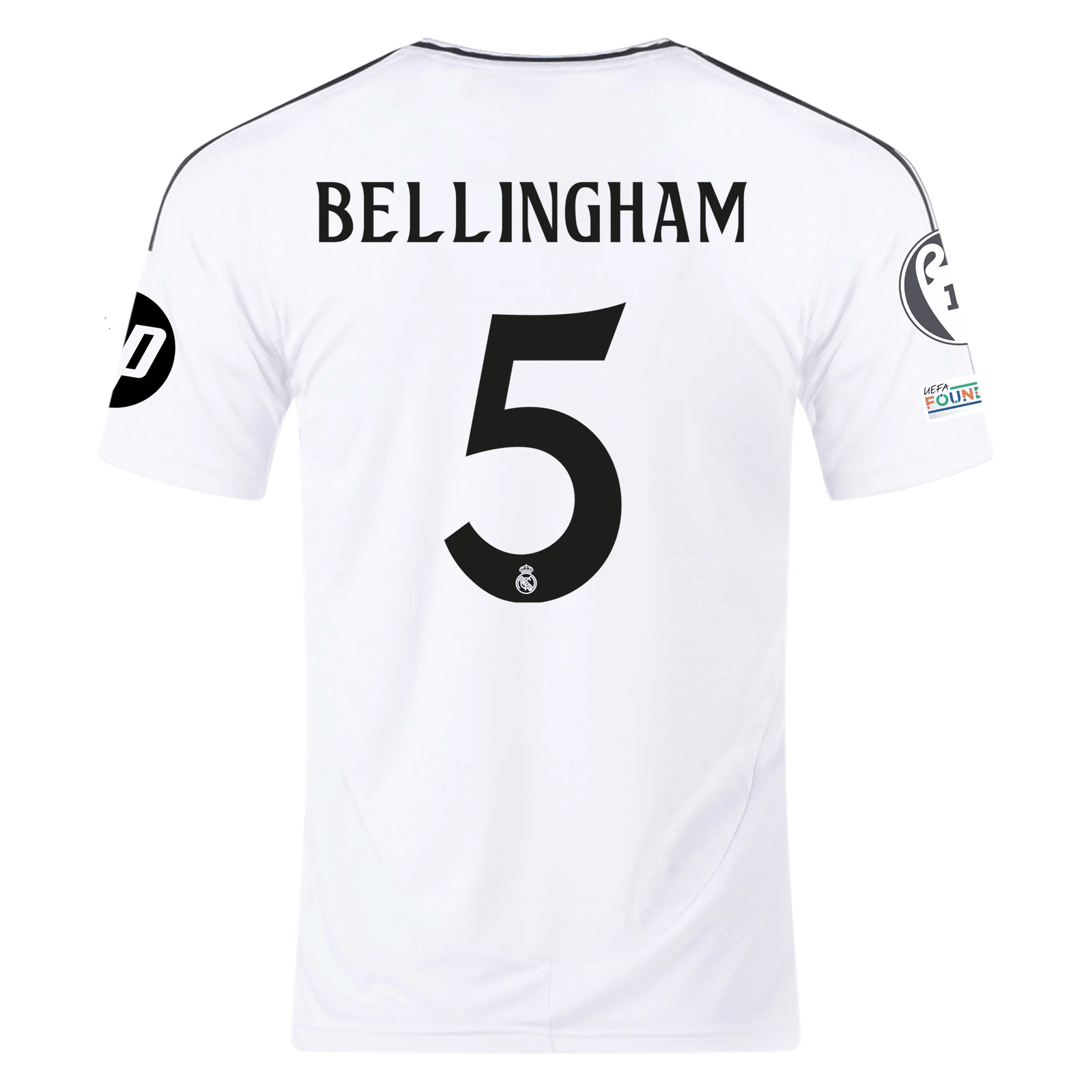 adidas Real Madrid Jude Bellingham Home Jersey 24/25 w/ Champions League Patches (White/Black) | SoccerWearhouse