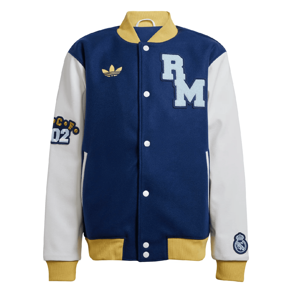 adidas Real Madrid Letterman Jacket 24/25 (White/Navy) | SoccerWearhouse