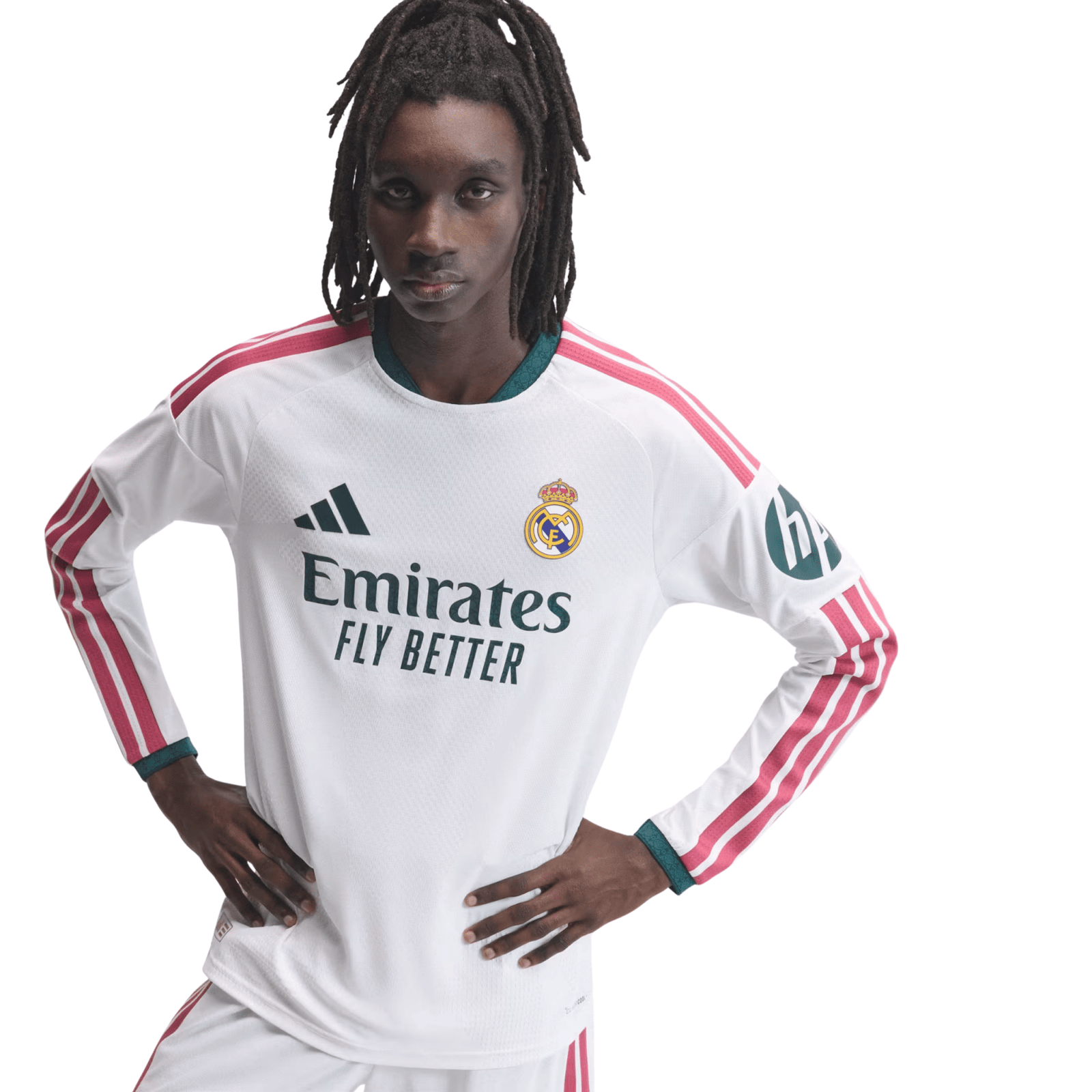 adidas Real Madrid Long Sleeve Authentic Home Jersey 26/27 (White) | SoccerWearhouse