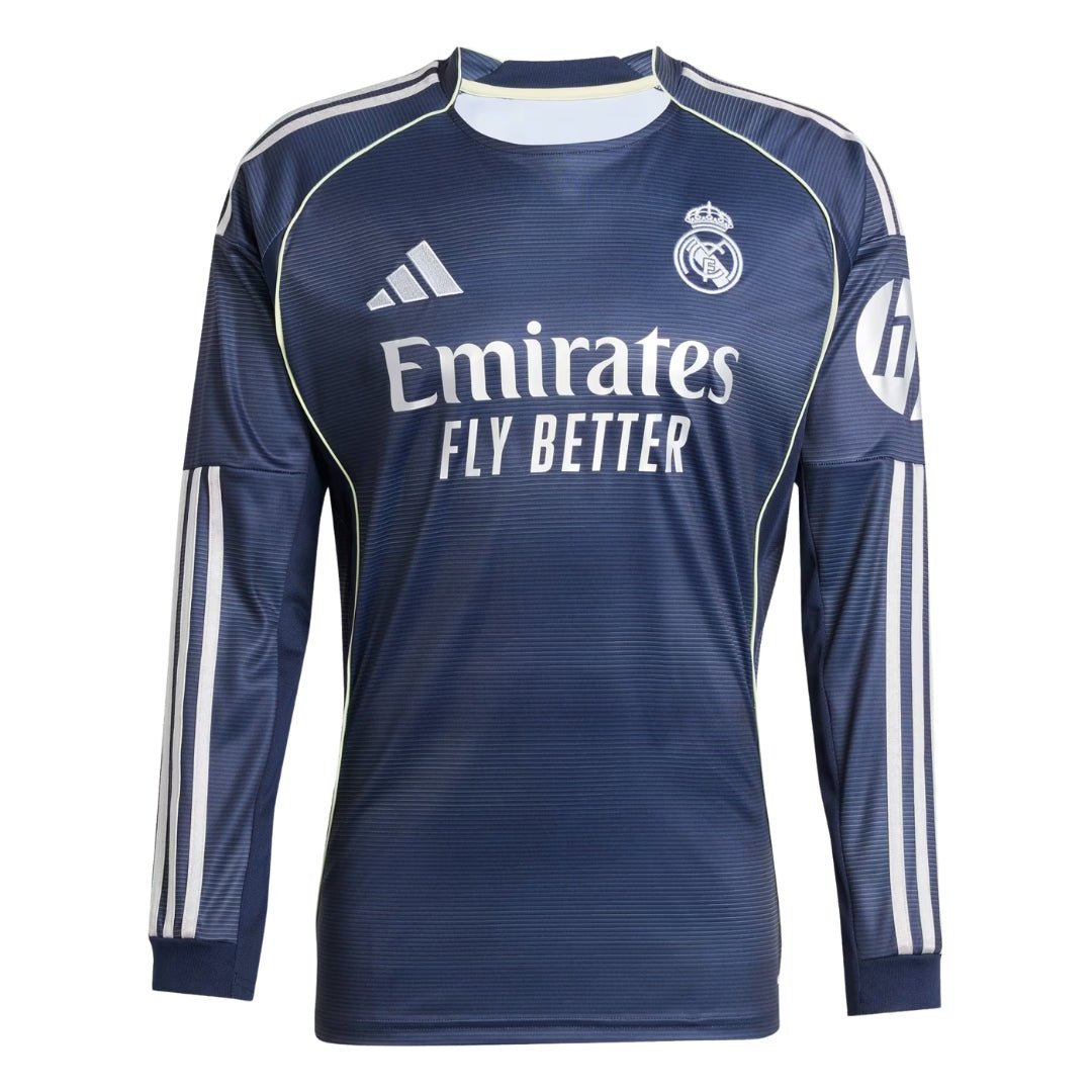 adidas Real Madrid Long Sleeve Away Jersey 25/26 (Legend Ink) | SoccerWearhouse