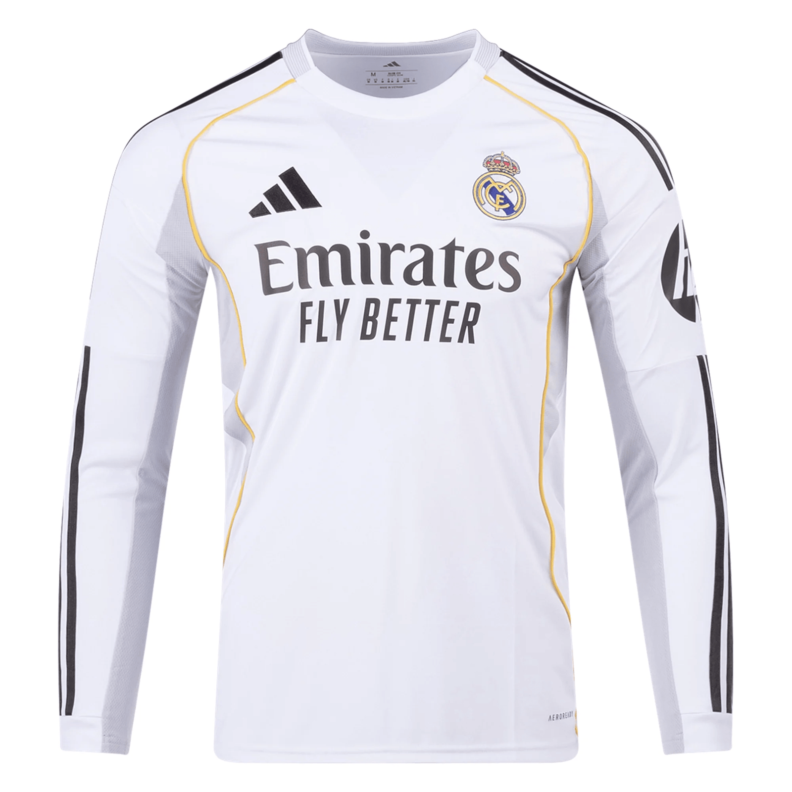 adidas Real Madrid Long Sleeve Home Jersey 25/26 (White) | SoccerWearhouse