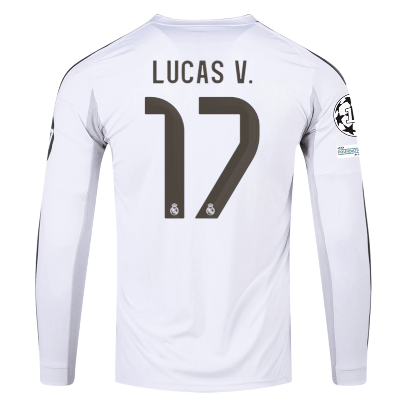 adidas Real Madrid Lucas V. Long Sleeve Home Jersey w/ Intercontinenta