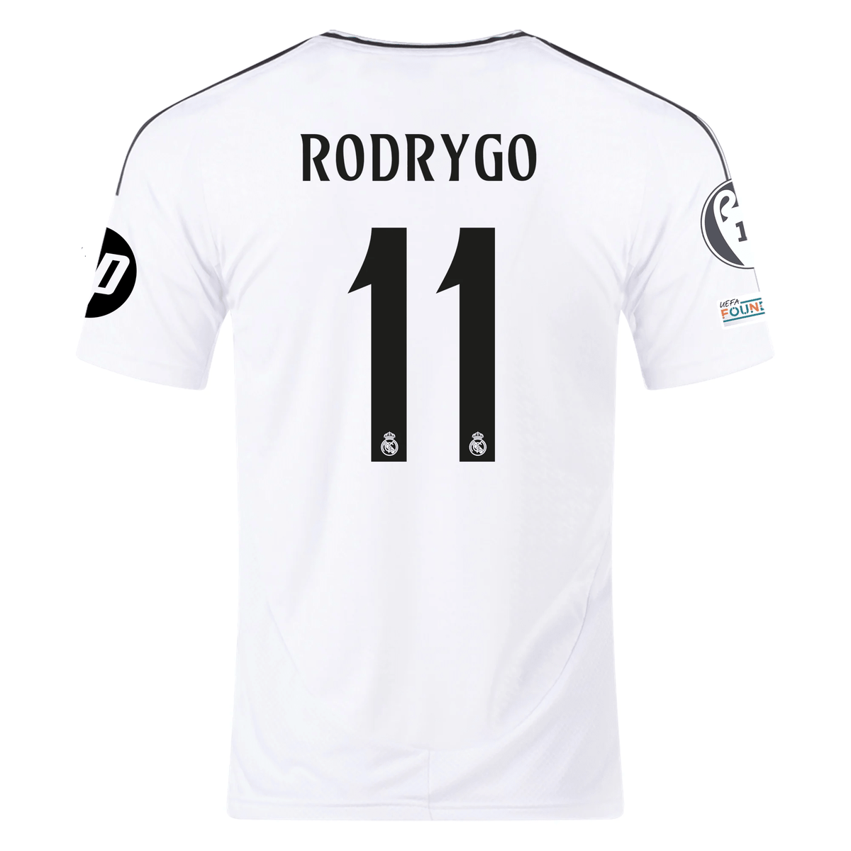 adidas Real Madrid Rodrygo Home Jersey 24/25 w/ Champions League Patches (White/Black) (Copy) | SoccerWearhouse