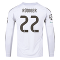adidas Real Madrid Rudiger Long Sleeve Home Jersey w/ Intercontinental + Champions League Patches 25/26 (White)