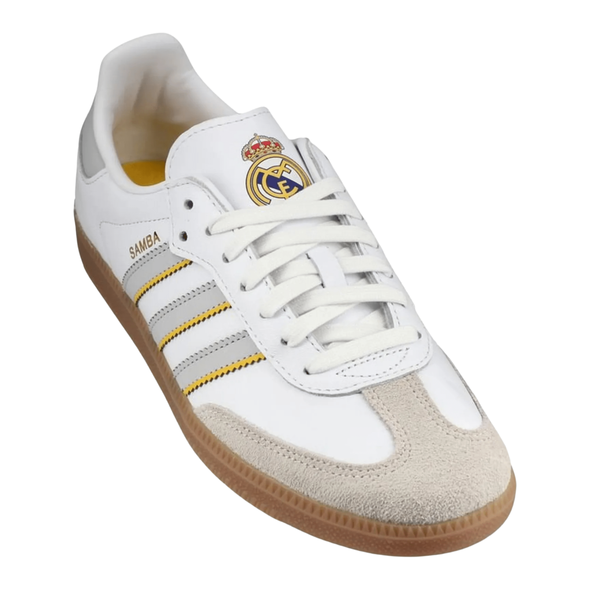 adidas Real Madrid Samba Indoor Soccer Shoes (White/Grey/Gum) adidas Real Madrid Samba Indoor Soccer Shoes (White/Grey/Gum)