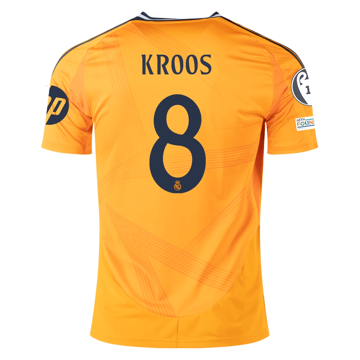 adidas Real Madrid Tony Kroos Away Jersey w/ Champions League Patches 24/25 (Crew Orange) | SoccerWearhouse