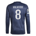 adidas Real Madrid Valverde Long Sleeve Away Jersey w/ Champions League Patches 25/26 (Legend Ink)