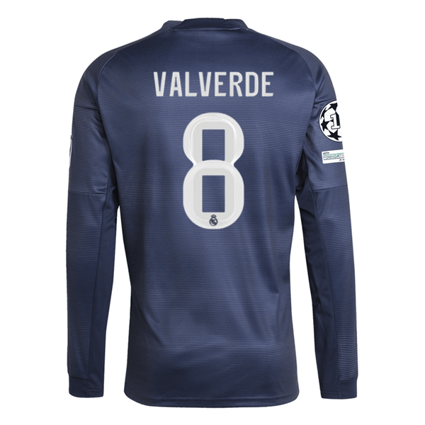 adidas Real Madrid Valverde Long Sleeve Away Jersey w/ Champions Leagu