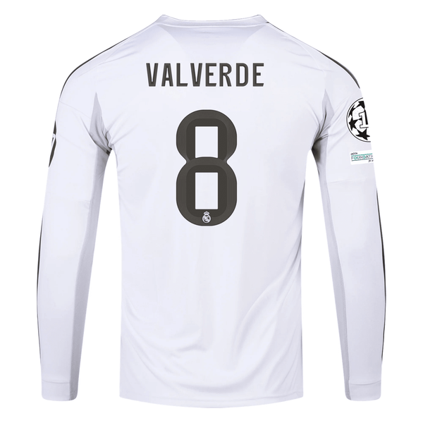 レアル・マドリード VALVERDE 15 長袖ジャージ adidas Real Madrid Federico Valverde Long Sleeve Home Jersey w/ Champi