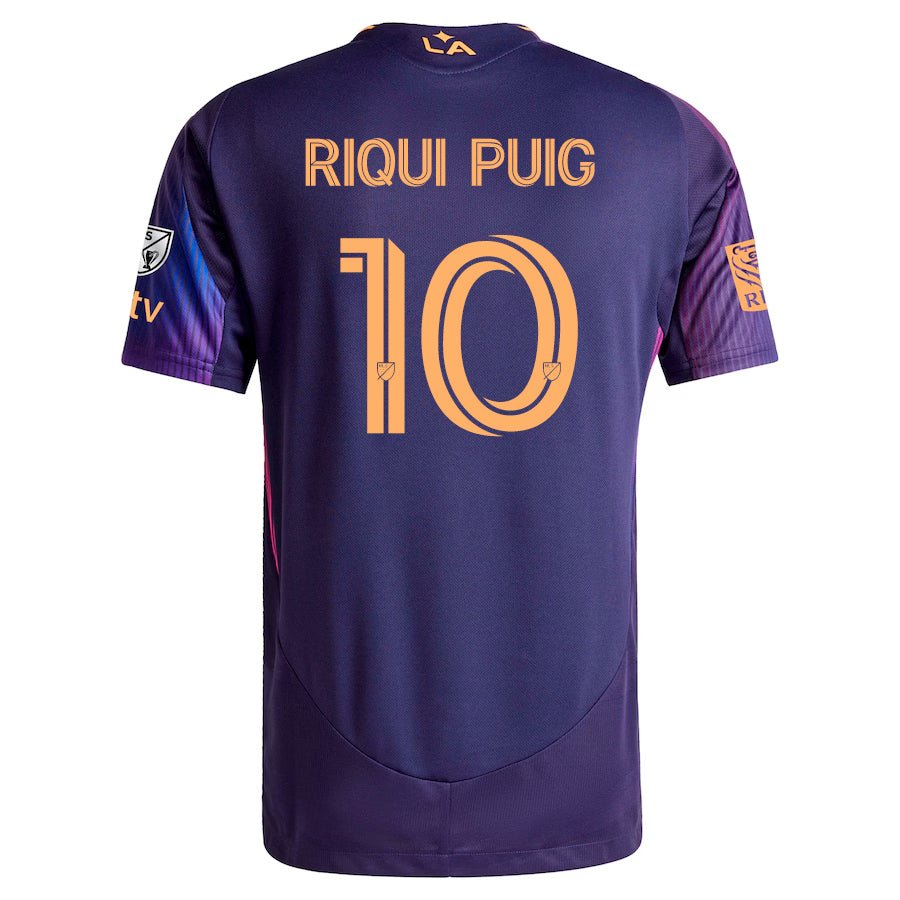 adidas Riqui Puig LA Galaxy Authentic Away Jersey w/ MLS + Apple TV + RBC Sponsor 25/26 (Purple) | SoccerWearhouse