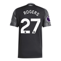 adidas Rogers Men's Aston Villa 25/26 Away Jersey w/ EPL + NRFR Patches (Black/Global Blue)