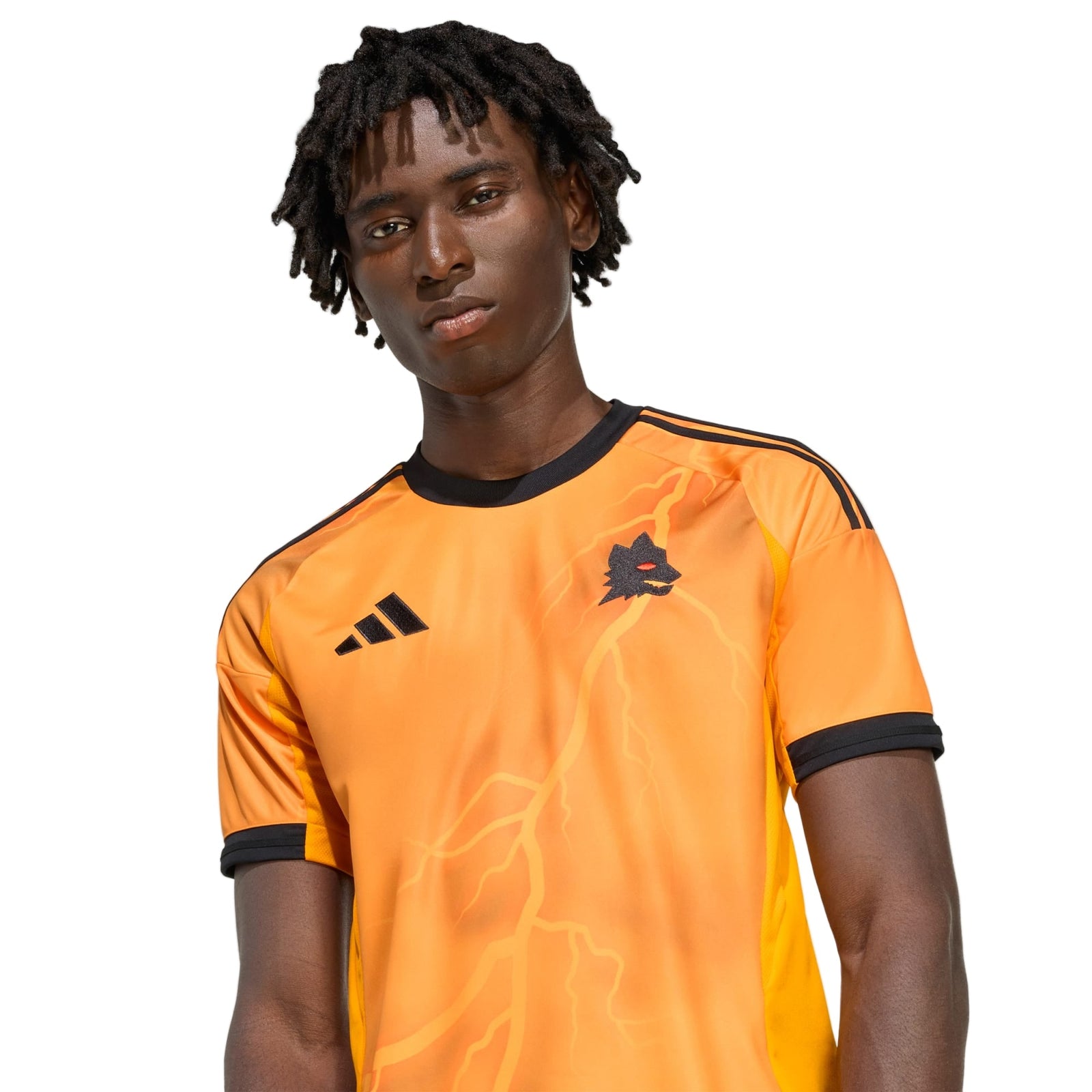 adidas Roma Artem Dovbyk Away Jersey w/ Europa League Patches 25/26 (Orange/Black) | SoccerWearhouse