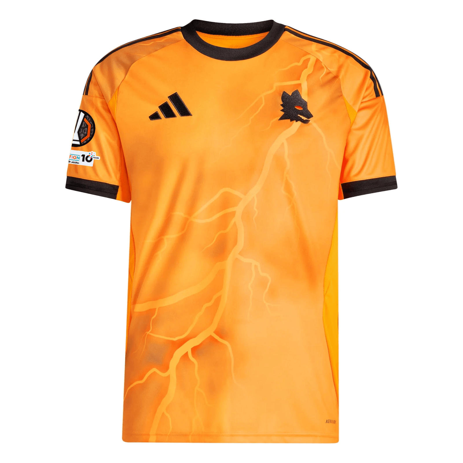 adidas Roma Artem Dovbyk Away Jersey w/ Europa League Patches 25/26 (Orange/Black) | SoccerWearhouse
