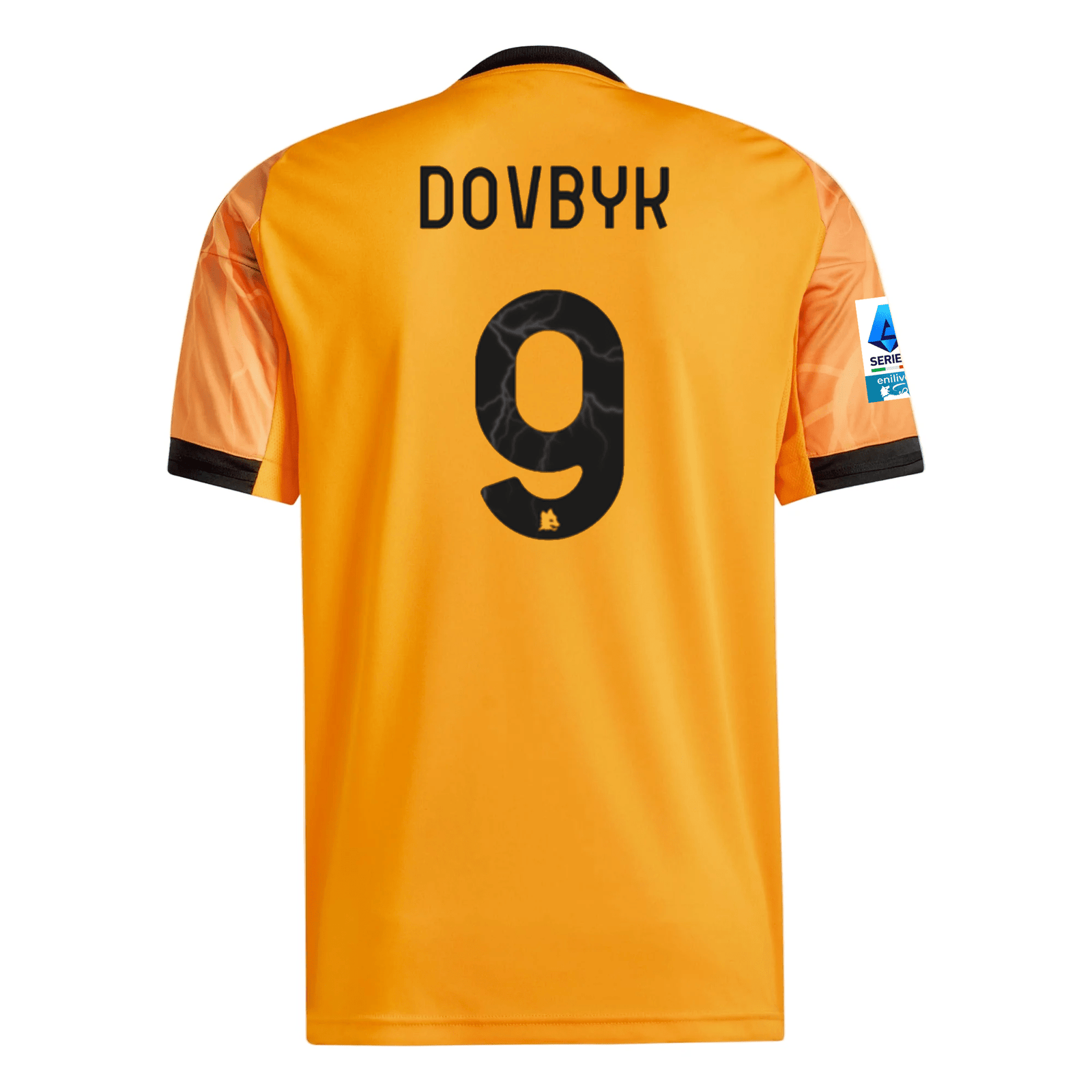 adidas Roma Artem Dovbyk Away Jersey w/ Serie A Patch 25/26 (Orange/Black) | SoccerWearhouse