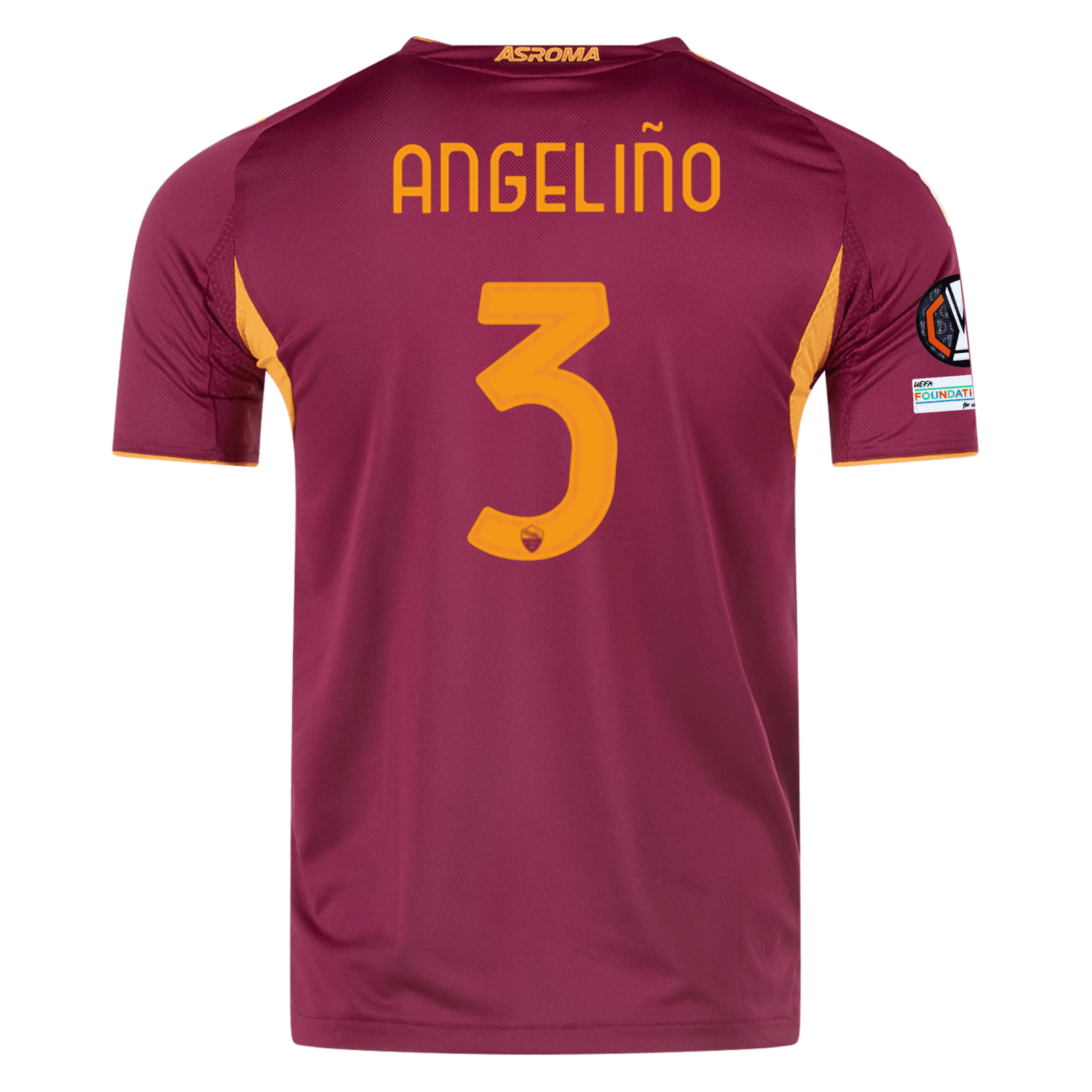 adidas Roma Authentic Angeliño Home Jersey w/ Europa League Patches 25/26 (Burgundy) | SoccerWearhouse