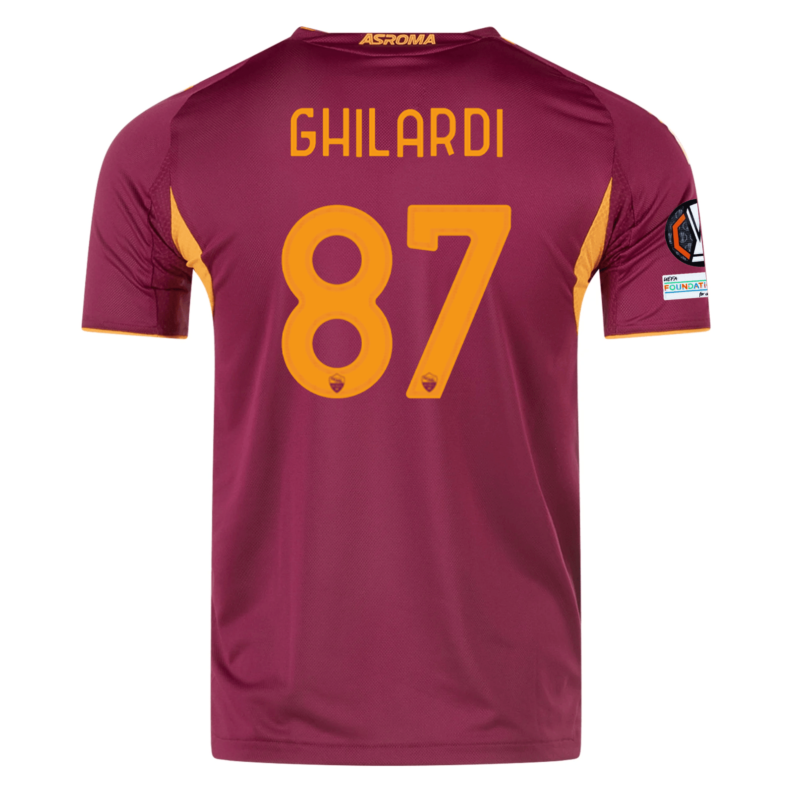 adidas Roma Authentic Daniele Ghilardi Home Jersey w/ Europa League Patches 25/26 (Burgundy) | SoccerWearhouse