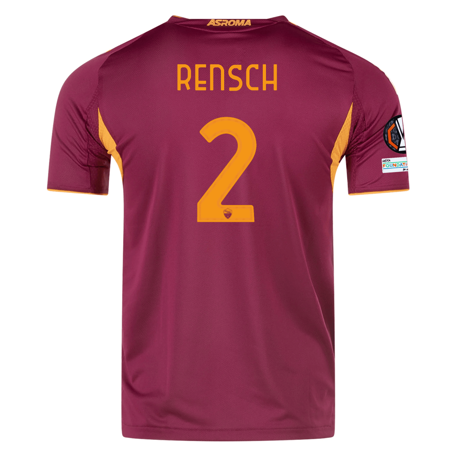 adidas Roma Authentic Devyne Rensch Home Jersey w/ Europa League Patches 25/26 (Burgundy) | SoccerWearhouse