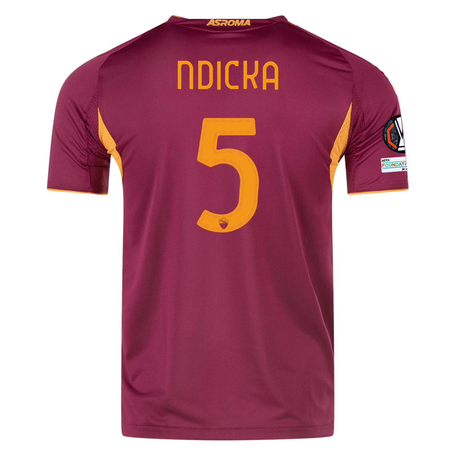 adidas Roma Authentic Evan Ndicka Home Jersey w/ Europa League Patches 25/26 (Burgundy) | SoccerWearhouse