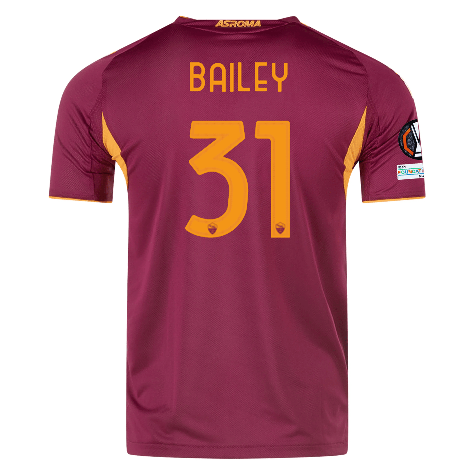 adidas Roma Authentic Leon Bailey Home Jersey w/ Europa League Patches 25/26 (Burgundy) | SoccerWearhouse