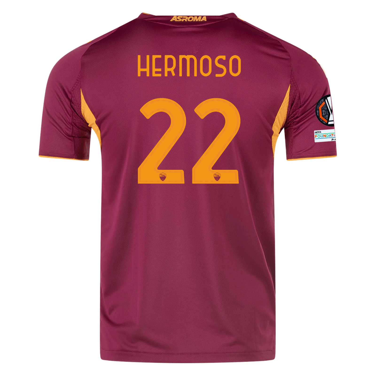 adidas Roma Authentic Mario Hermoso Home Jersey w/ Europa League Patches 25/26 (Burgundy) | SoccerWearhouse