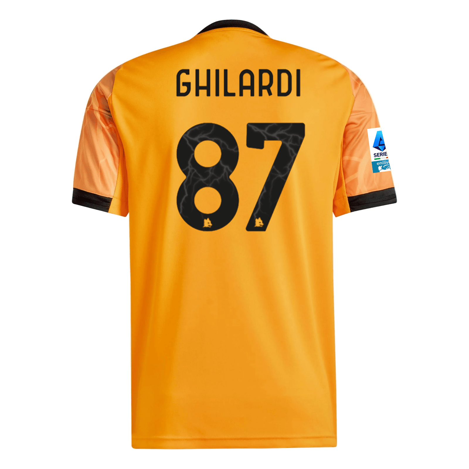adidas Roma Daniele Ghilardi Away Jersey w/ Serie A Patch 25/26 (Orange/Black) | SoccerWearhouse