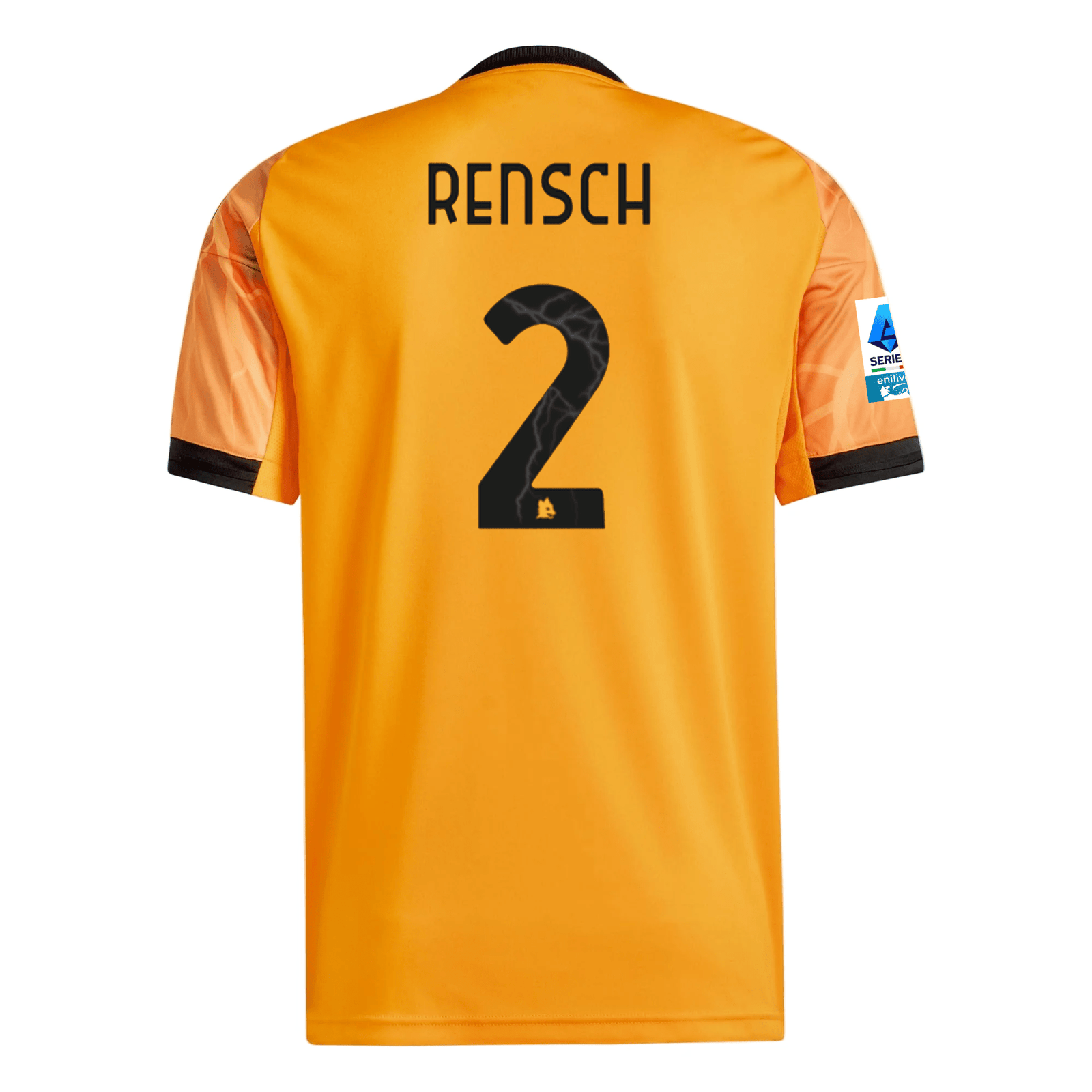 adidas Roma Devyne Rensch Away Jersey w/ Serie A Patch 25/26 (Orange/Black) | SoccerWearhouse