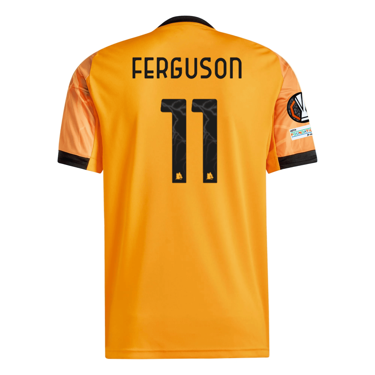 adidas Roma Evan Ferguson Away Jersey w/ Europa League Patches 25/26 (Orange/Black) | SoccerWearhouse
