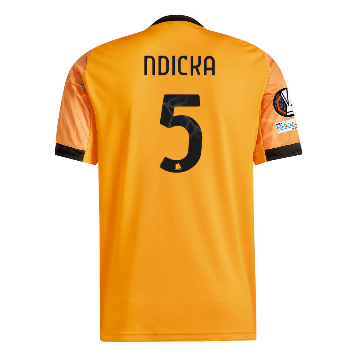 adidas Roma Evan Ndicka Away Jersey w/ Europa League Patches 25/26 (Orange/Black) | SoccerWearhouse