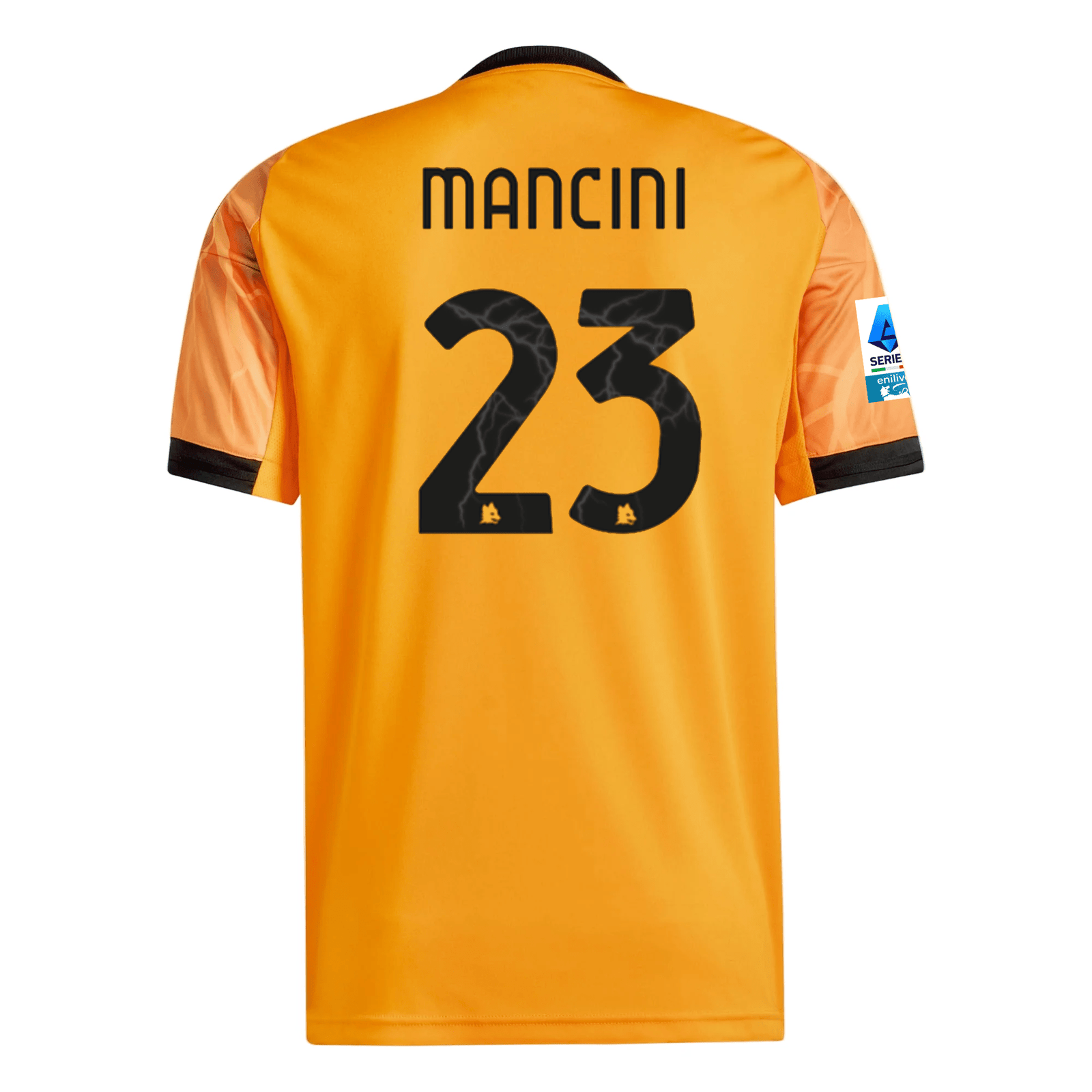 adidas Roma Gianluca Mancini Away Jersey w/ Serie A Patch 25/26 (Orange/Black) | SoccerWearhouse