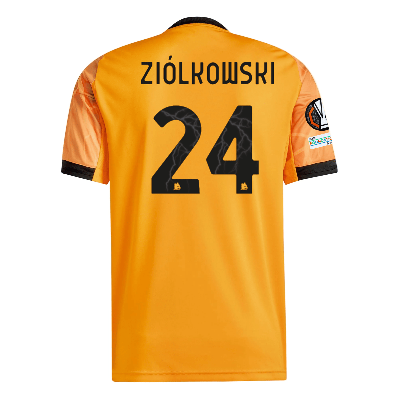 adidas Roma Jan Ziółkowski Away Jersey w/ Europa League Patches 25/26 (Orange/Black) | SoccerWearhouse