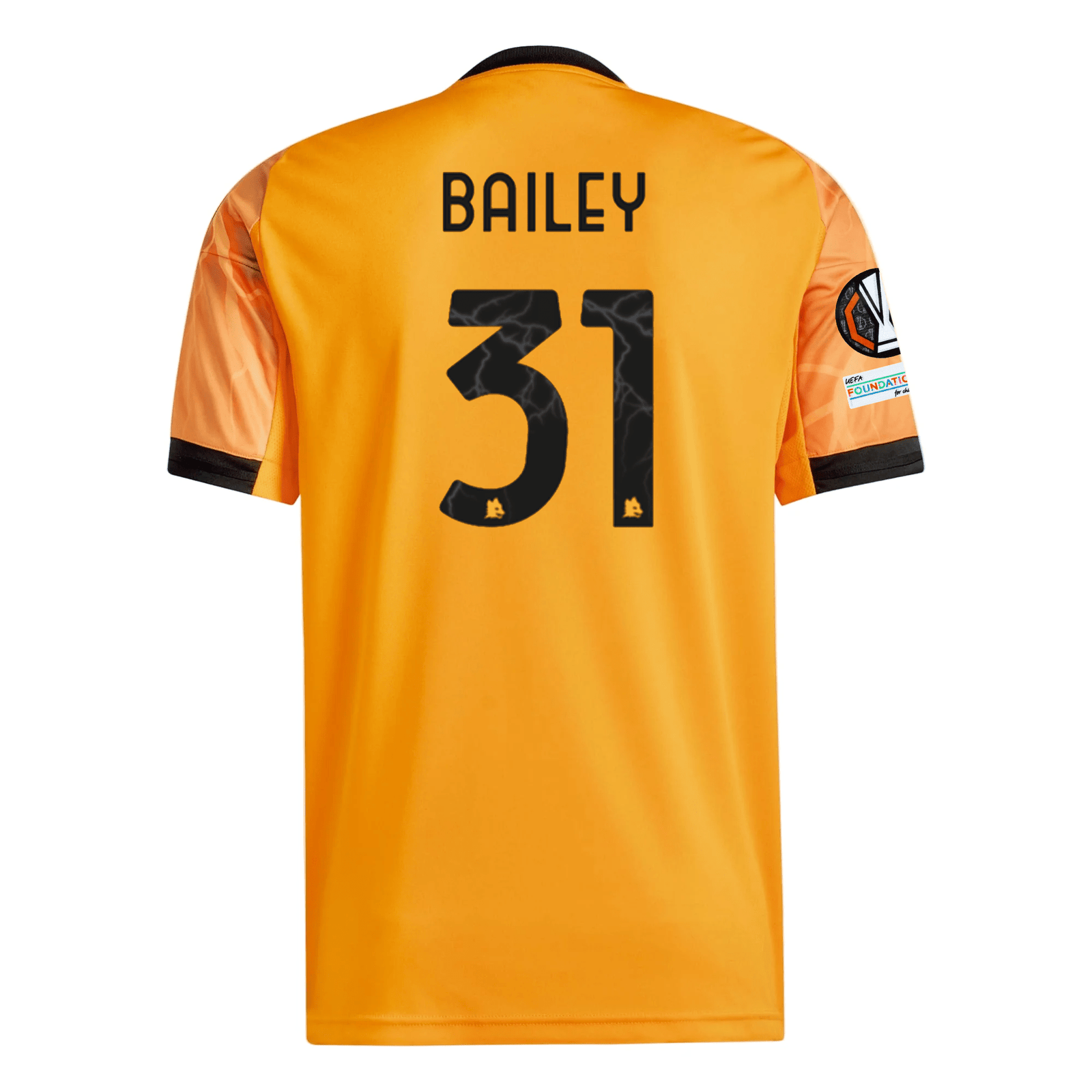 adidas Roma Leon Bailey Away Jersey w/ Europa League Patches 25/26 (Orange/Black) | SoccerWearhouse