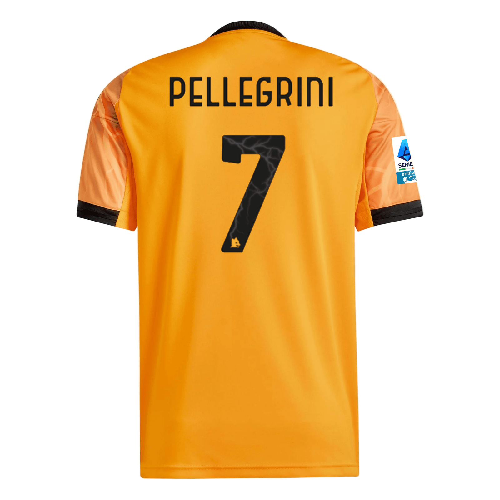 adidas Roma Lorenzo Pellegrini Away Jersey w/ Serie A Patch 25/26 (Orange/Black) | SoccerWearhouse