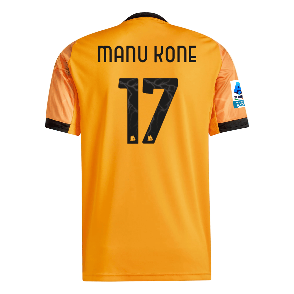 adidas Roma Manu Kone Away Jersey w/ Serie A Patch 25/26 (Orange/Black) | SoccerWearhouse