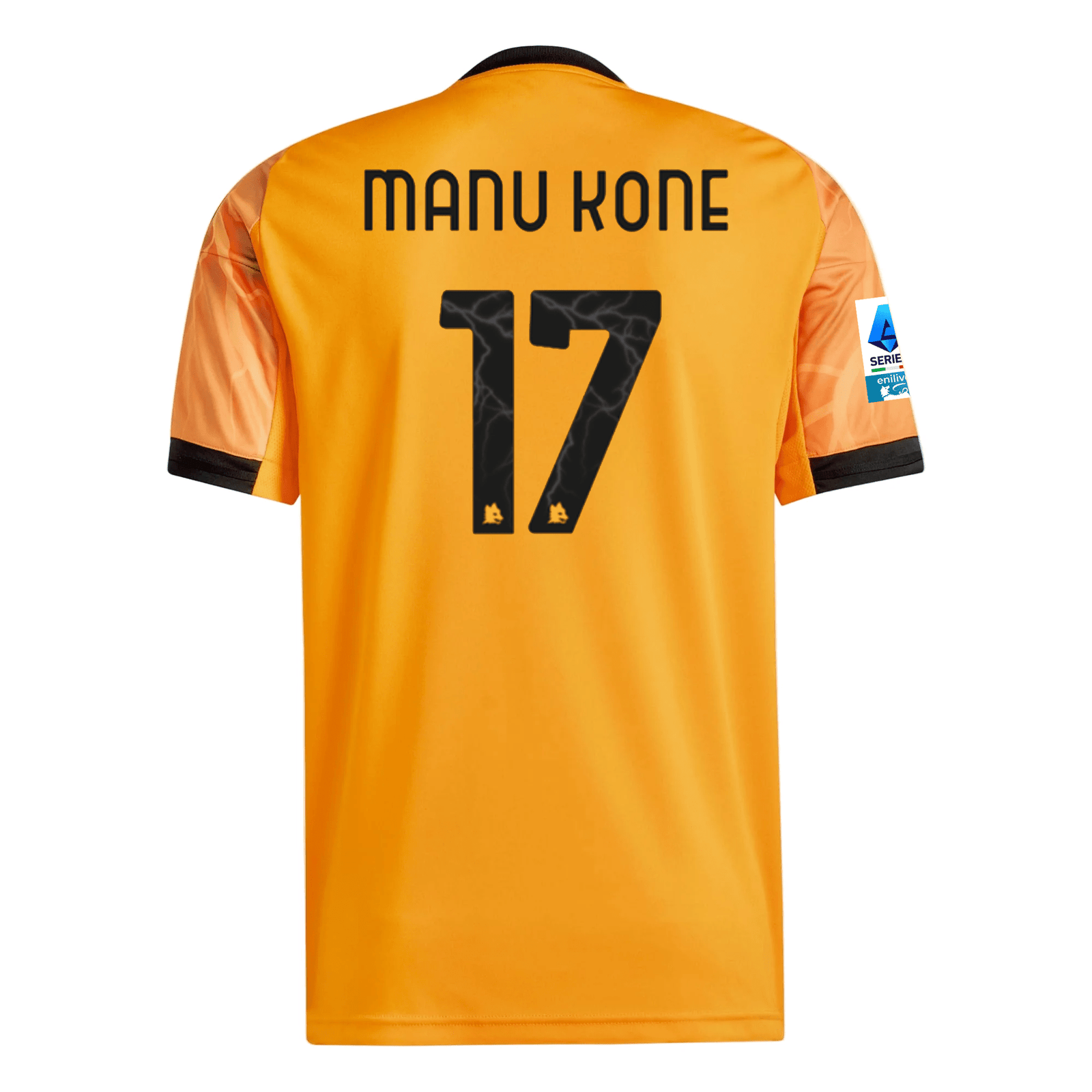 adidas Roma Manu Kone Away Jersey w/ Serie A Patch 25/26 (Orange/Black) | SoccerWearhouse