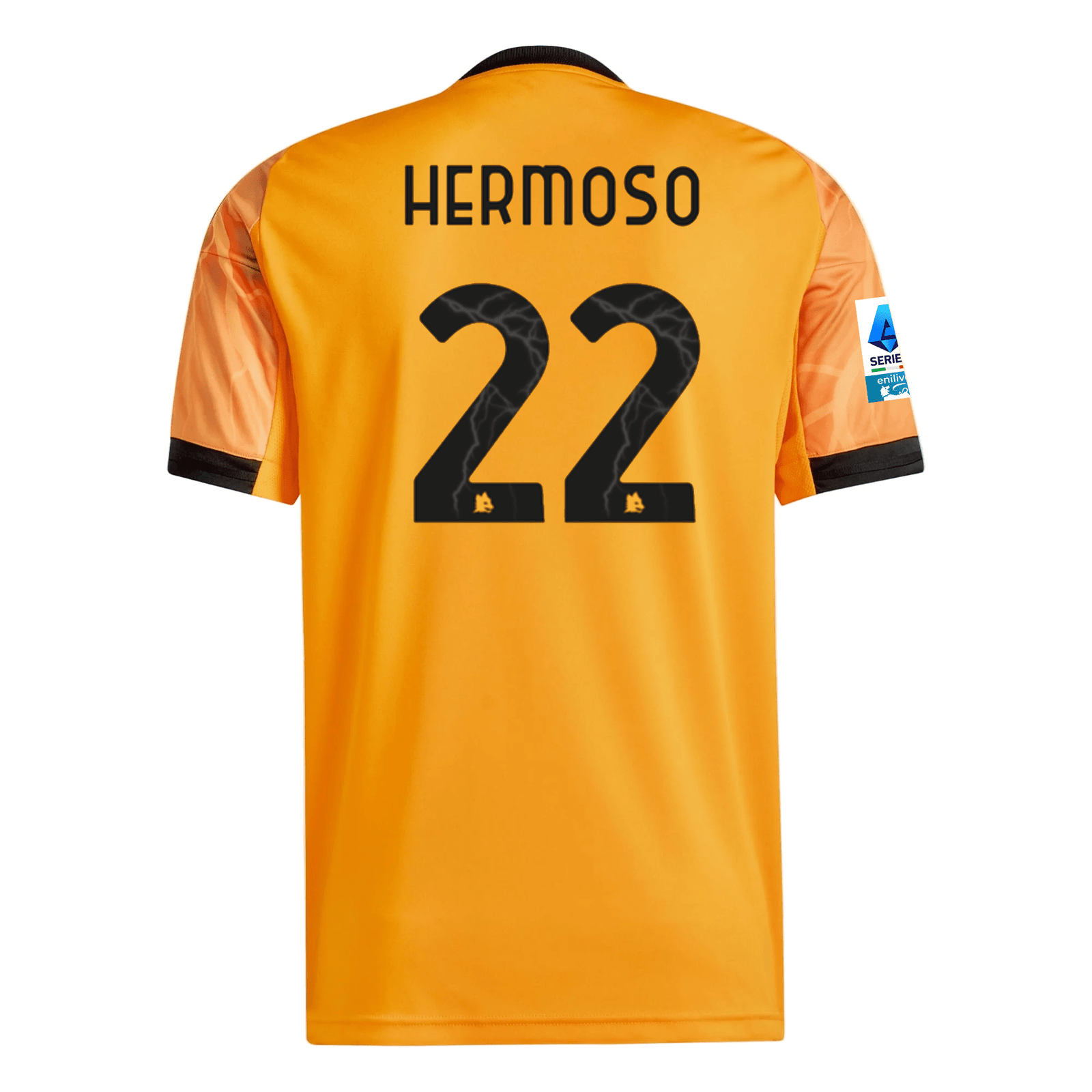 adidas Roma Mario Hermoso Away Jersey w/ Serie A Patch 25/26 (Orange/Black) | SoccerWearhouse