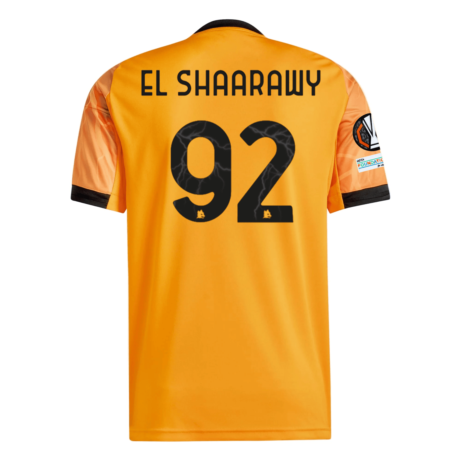 adidas Roma Stephen El Shaarawy Away Jersey w/ Europa League Patches 25/26 (Orange/Black) | SoccerWearhouse