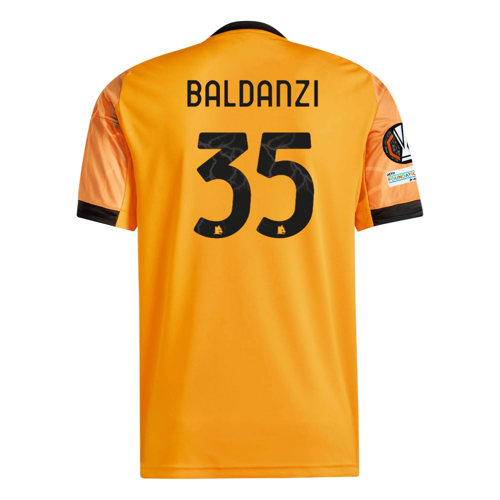 adidas Roma Tommaso Baldanzi Away Jersey w/ Europa League Patches 25/26 (Orange/Black) | SoccerWearhouse