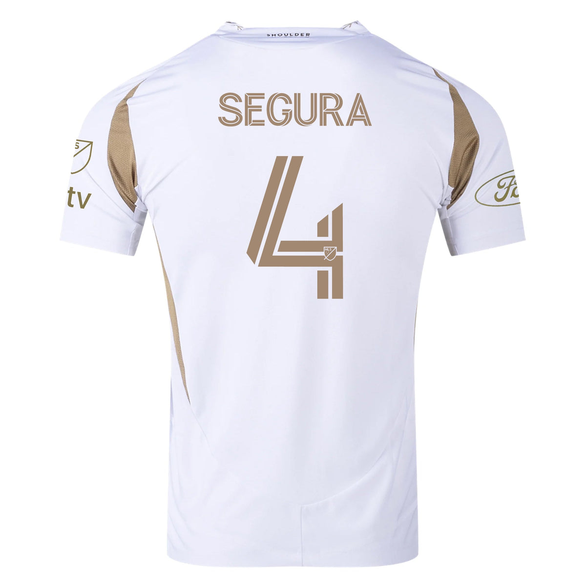 adidas Ryan Hollingshead LAFC Authentic Away Jersey w/ MLS + Apple + Ford Logo 25/26 (White/Gold) | SoccerWearhouse