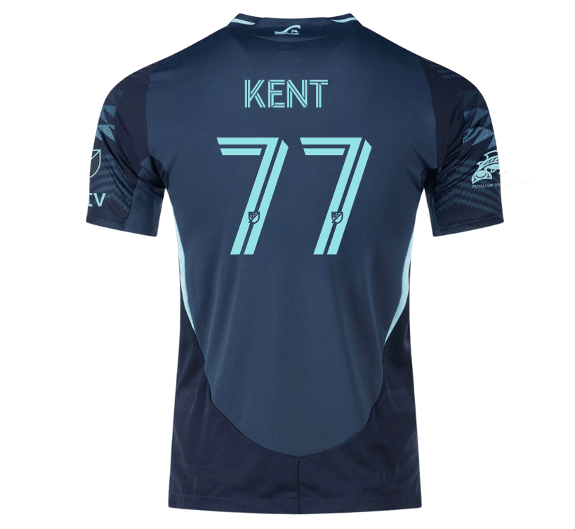 adidas Ryan Kent Seattle Sounders Authentic Away Jersey 25/26 w/ MLS Patches & Sponsor (Aura Ink) | SoccerWearhouse